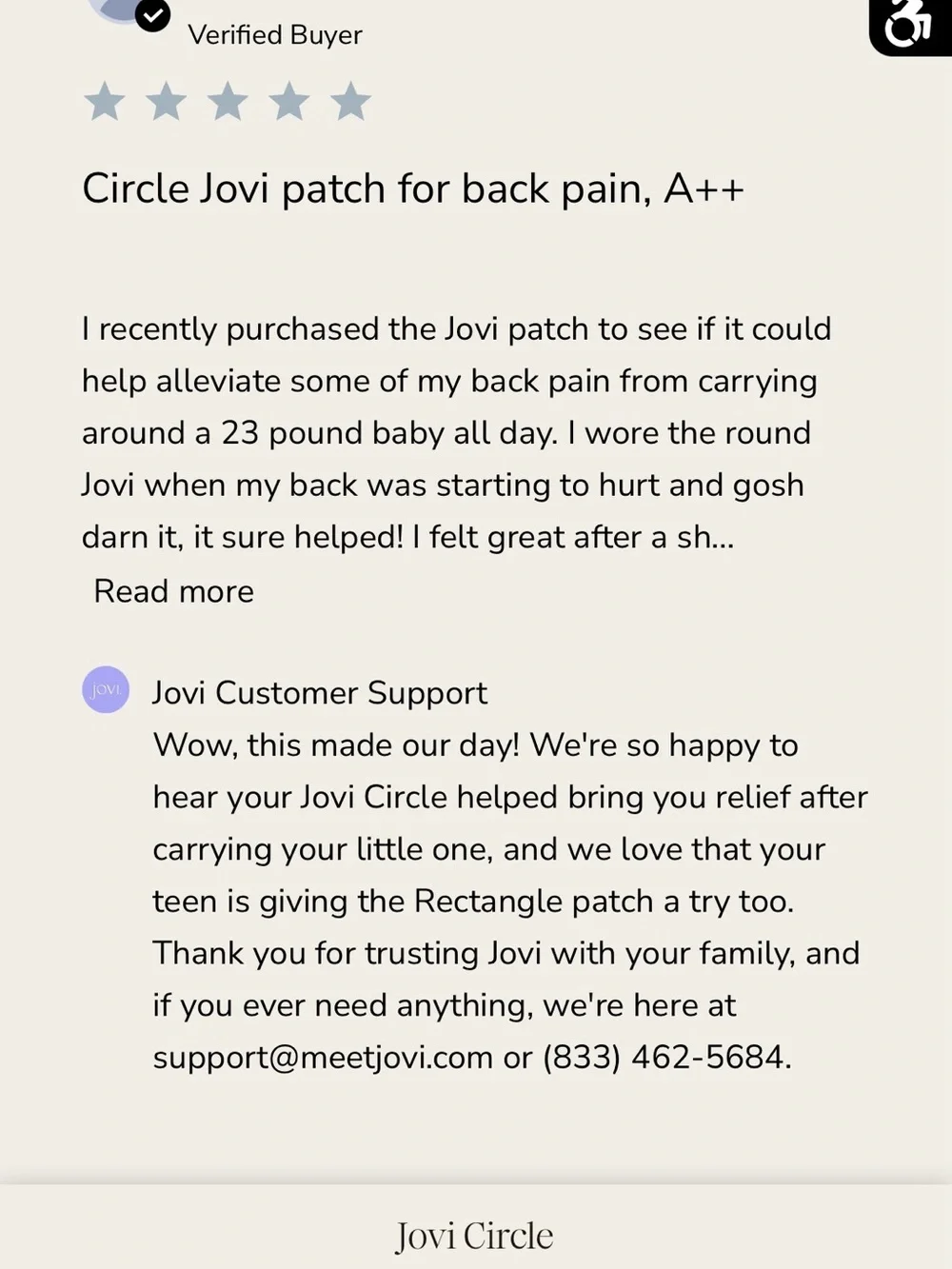 Jovi Circle reusable relief patch + 5 reusable latex-free gel adhesives